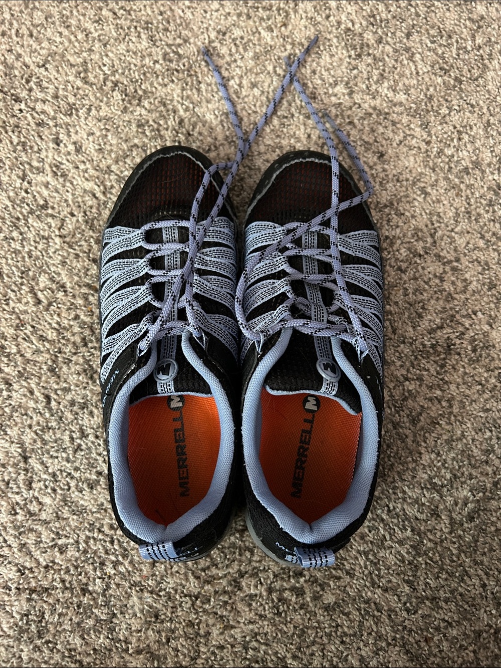 Women’s Merrell Black, Lavender Lustre Trail Sneakers, Size 8.5